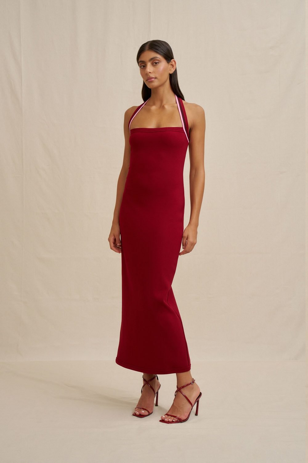 Eliza midi dress, wine/pink