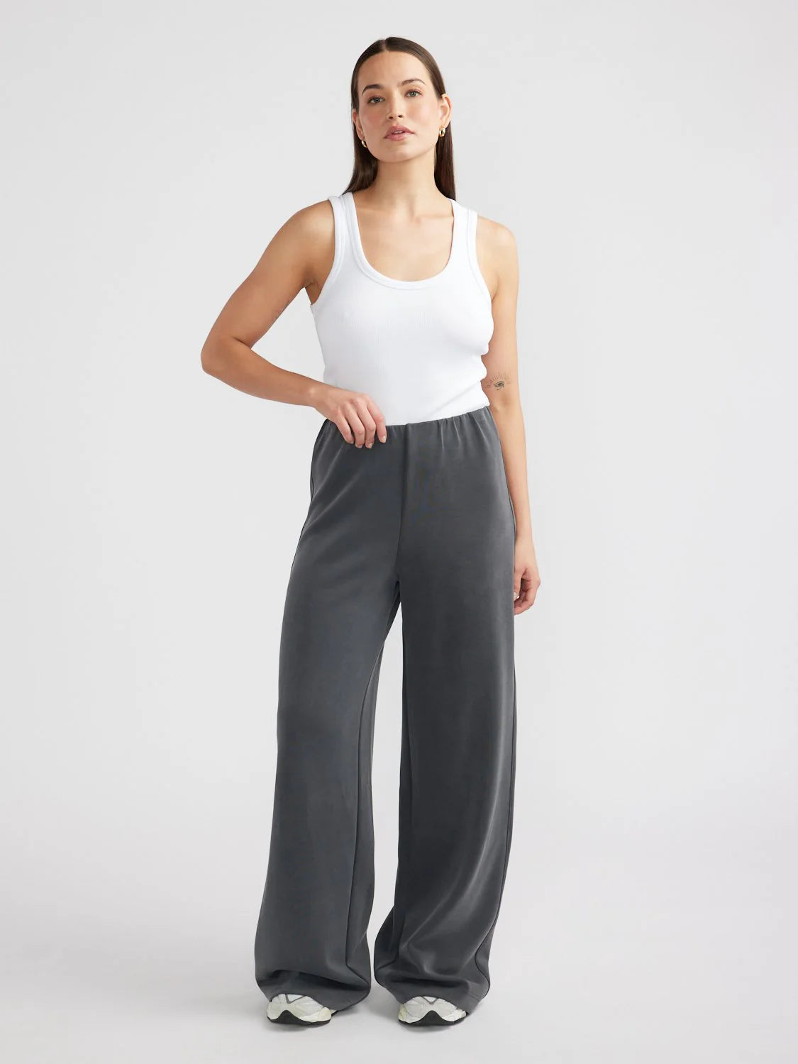Alessa relaxed soft jersey pant, charcoal