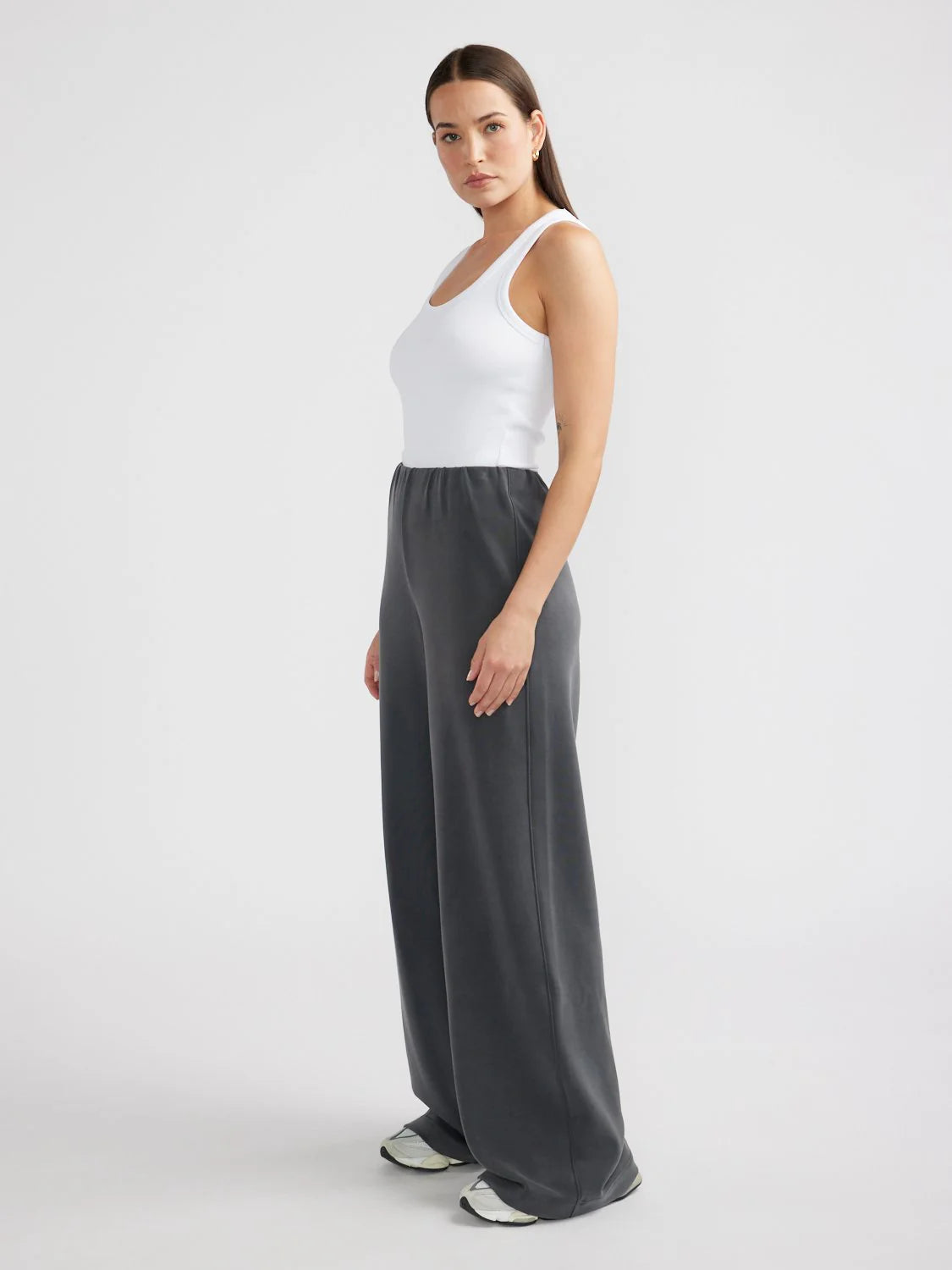 Alessa relaxed soft jersey pant, charcoal