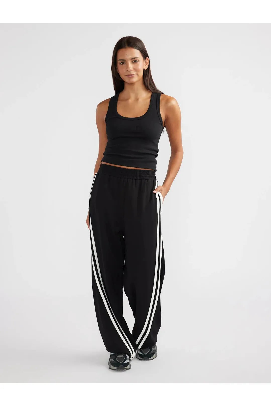valentina stripe pant, black