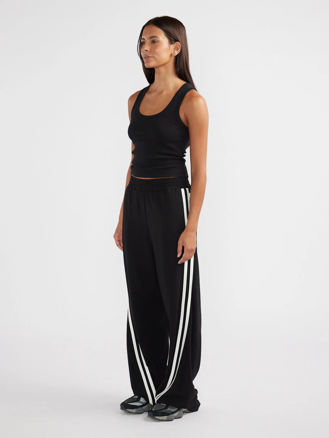 valentina stripe pant, black