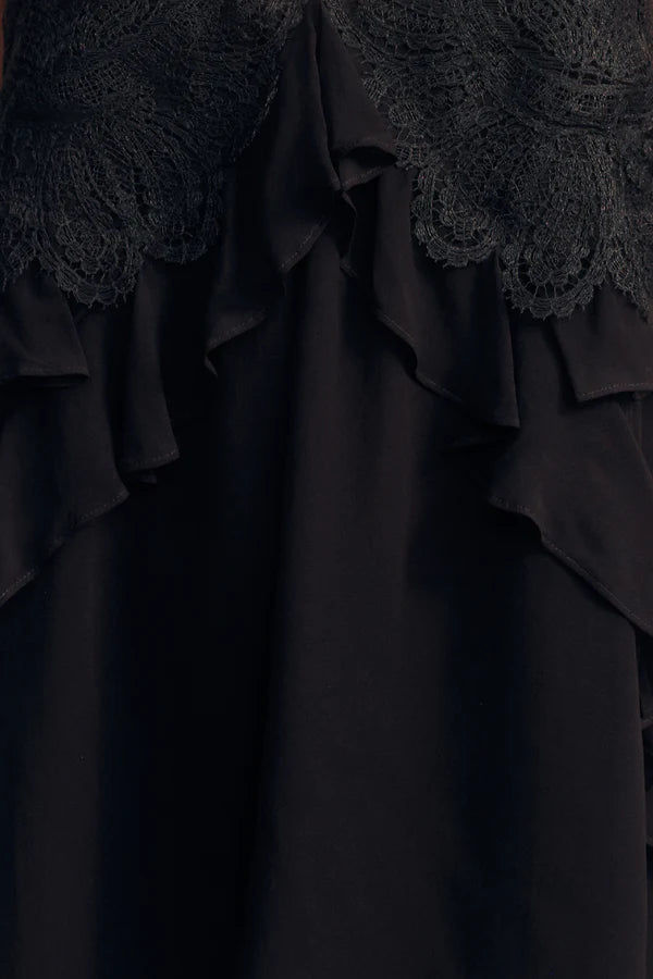 Emory lace ruffle cami - black