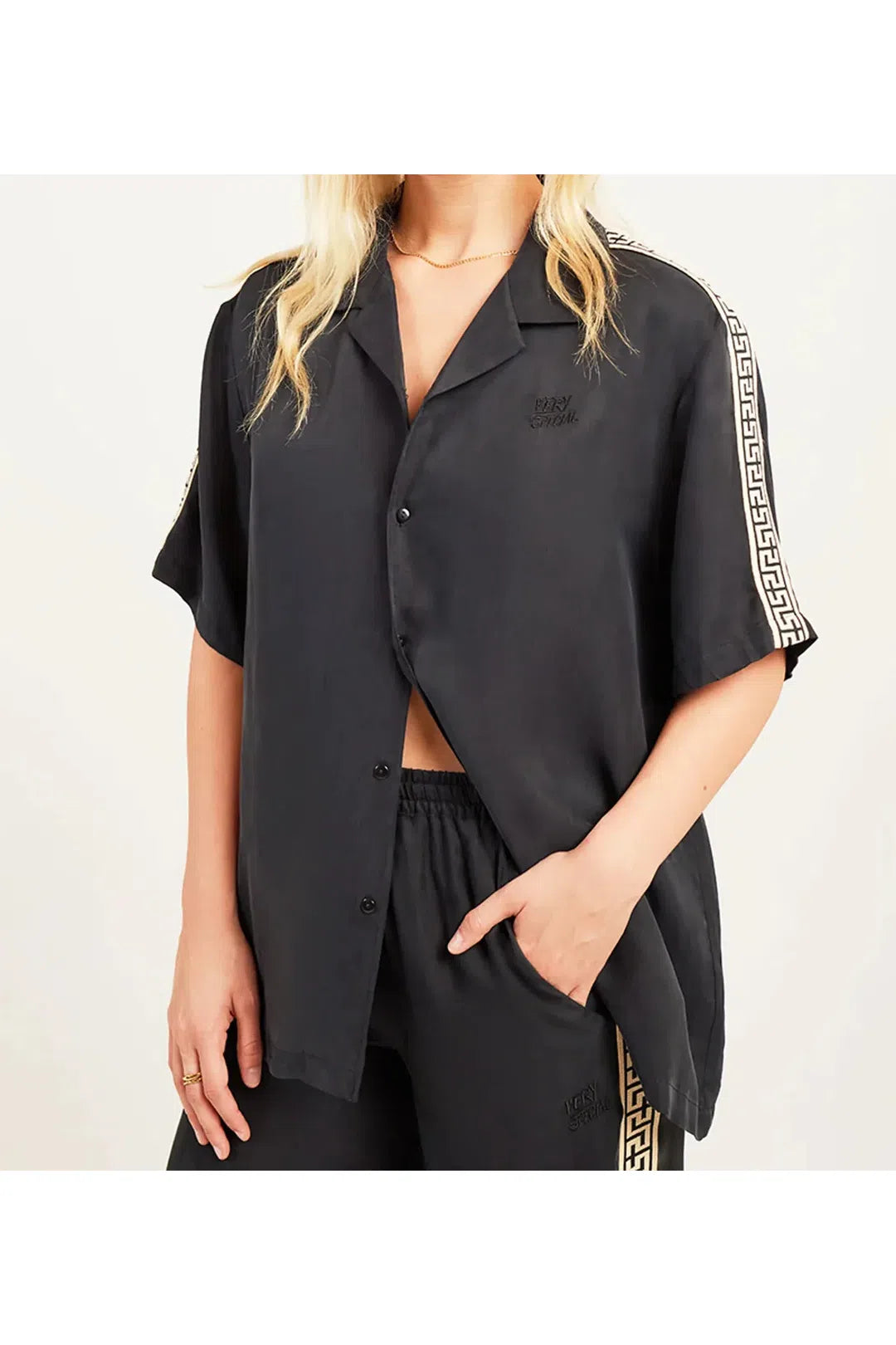 Geo resort shirt lyocell, black