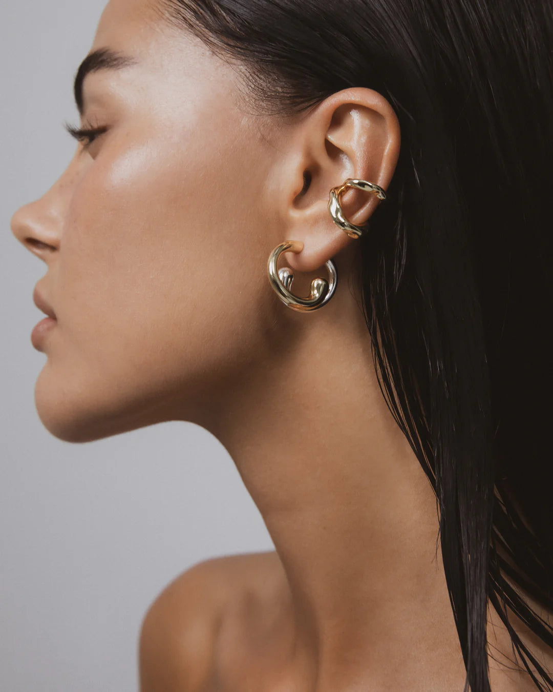 double trouble hoop earrings. gold + silver