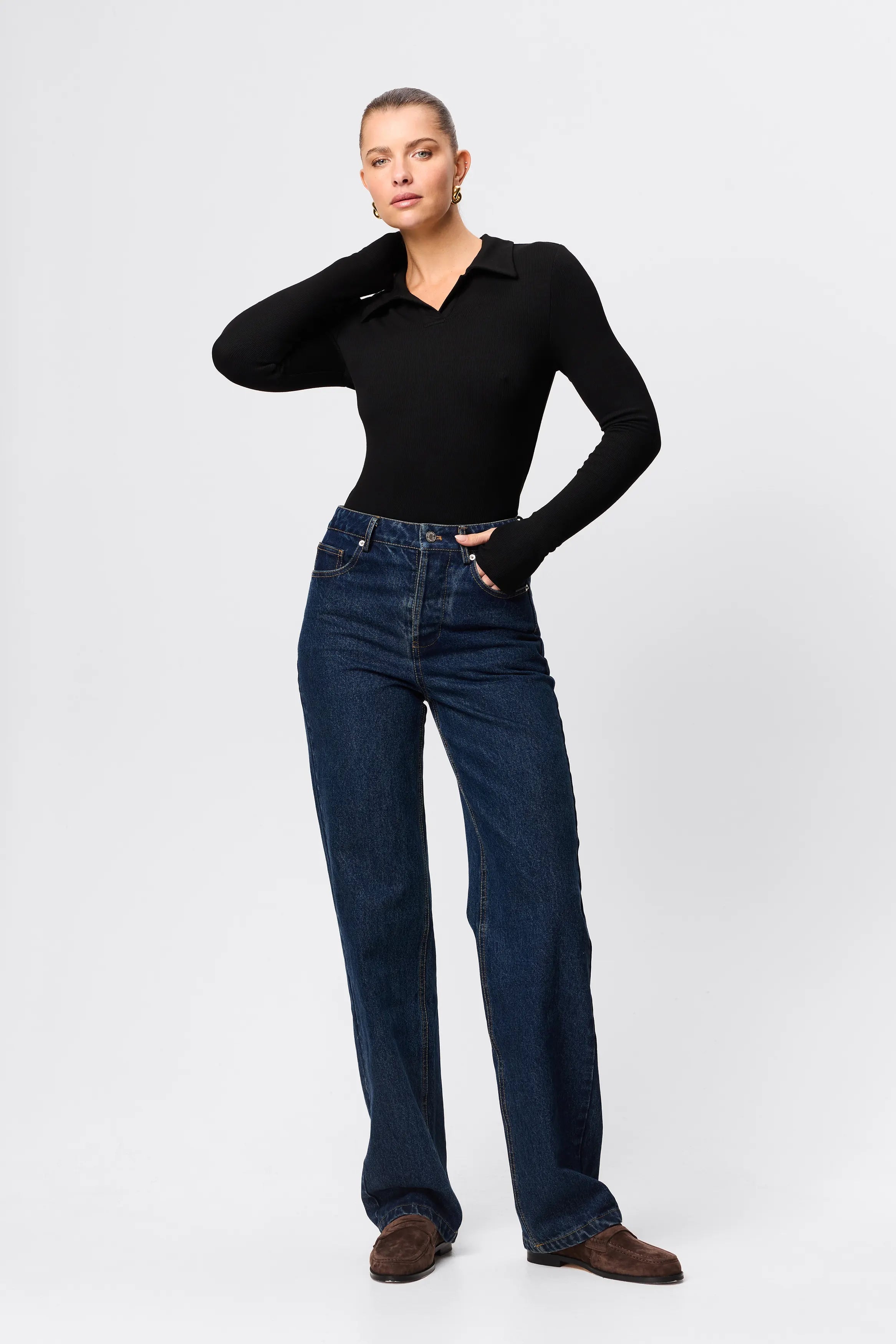 Florence polo top, black