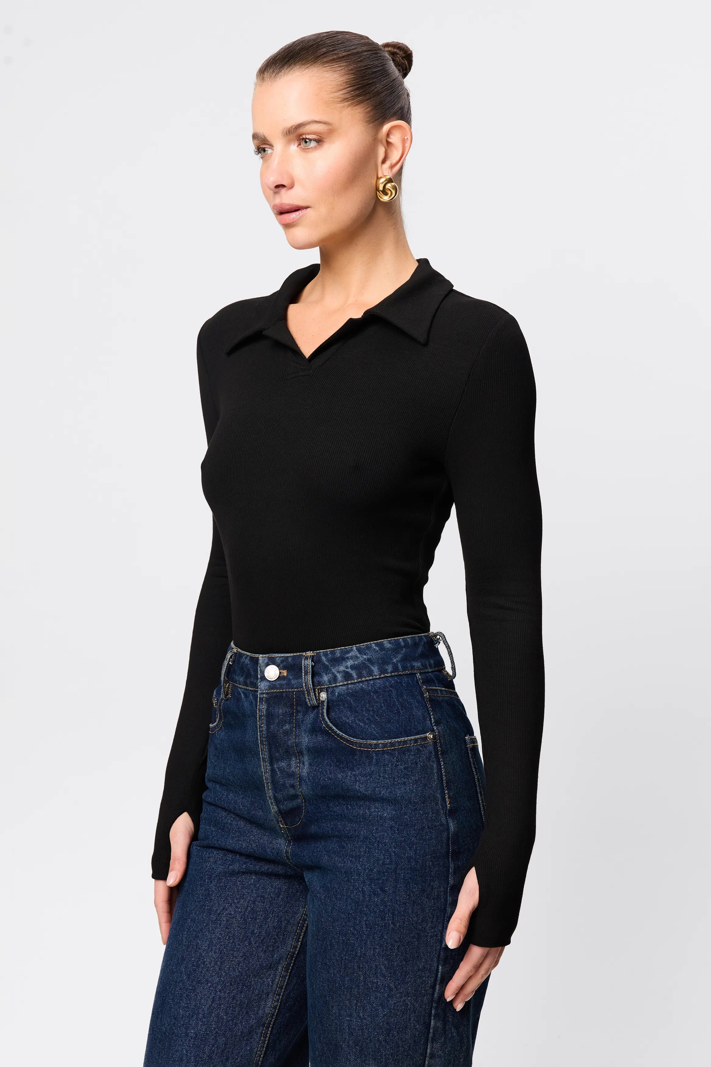 Florence polo top, black