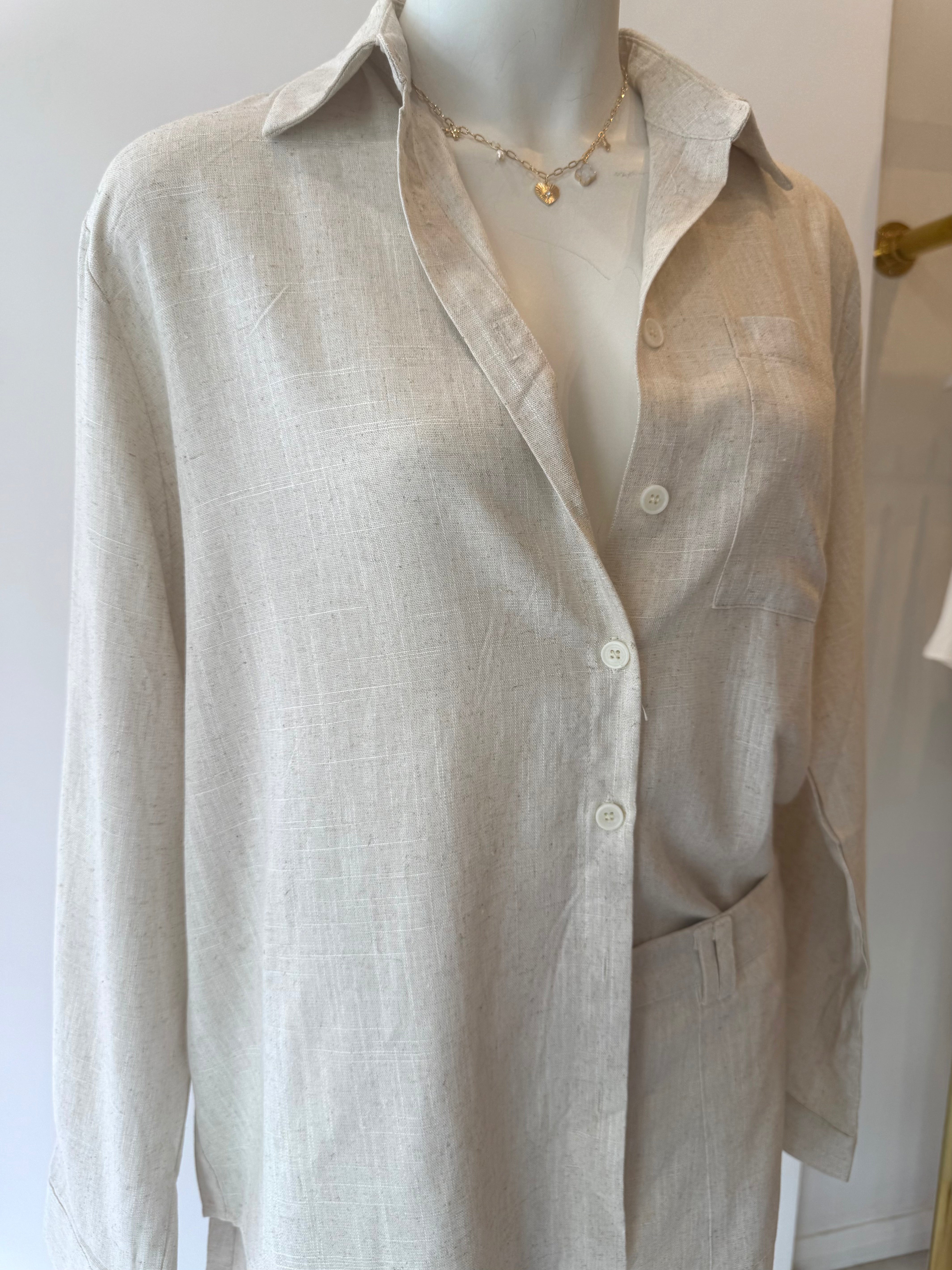 Button shirt + skort set, Natural
