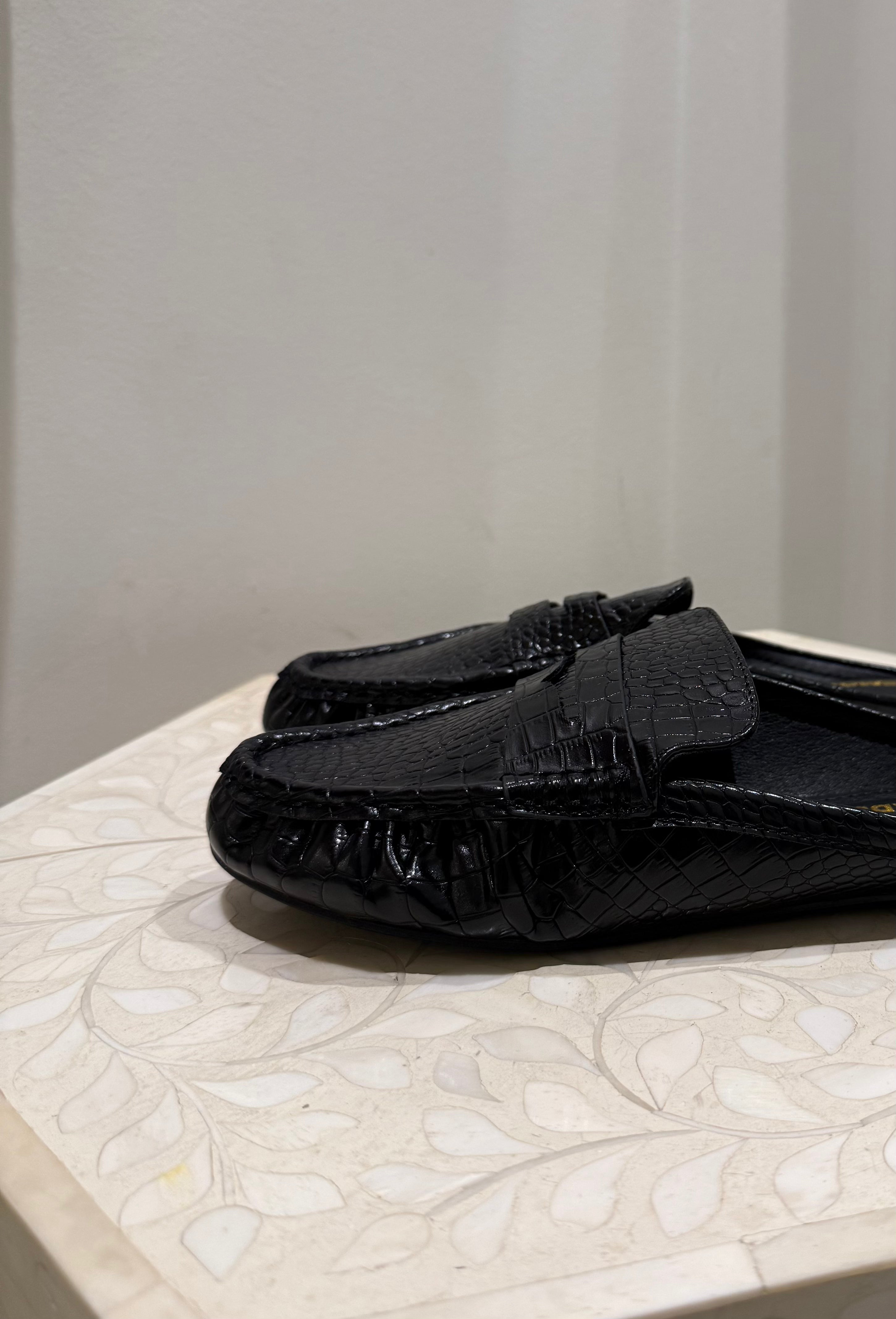 Chrissy Slip on loafer, black croc