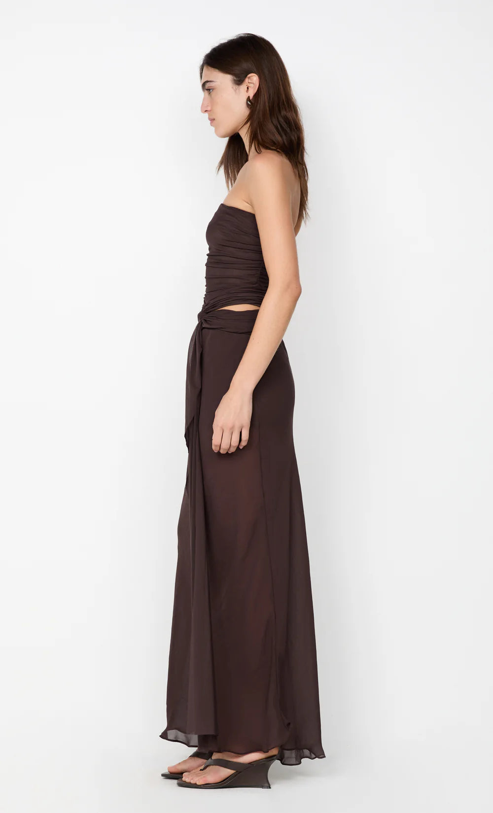 Jehnaya strapless maxi dress, dark chocolate