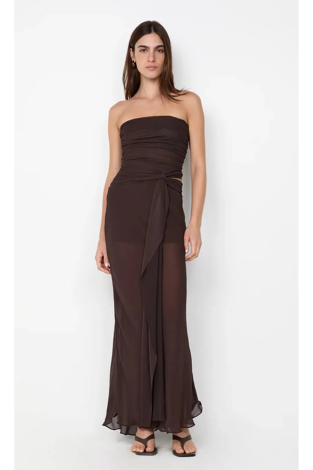 Jehnaya strapless maxi dress, dark chocolate