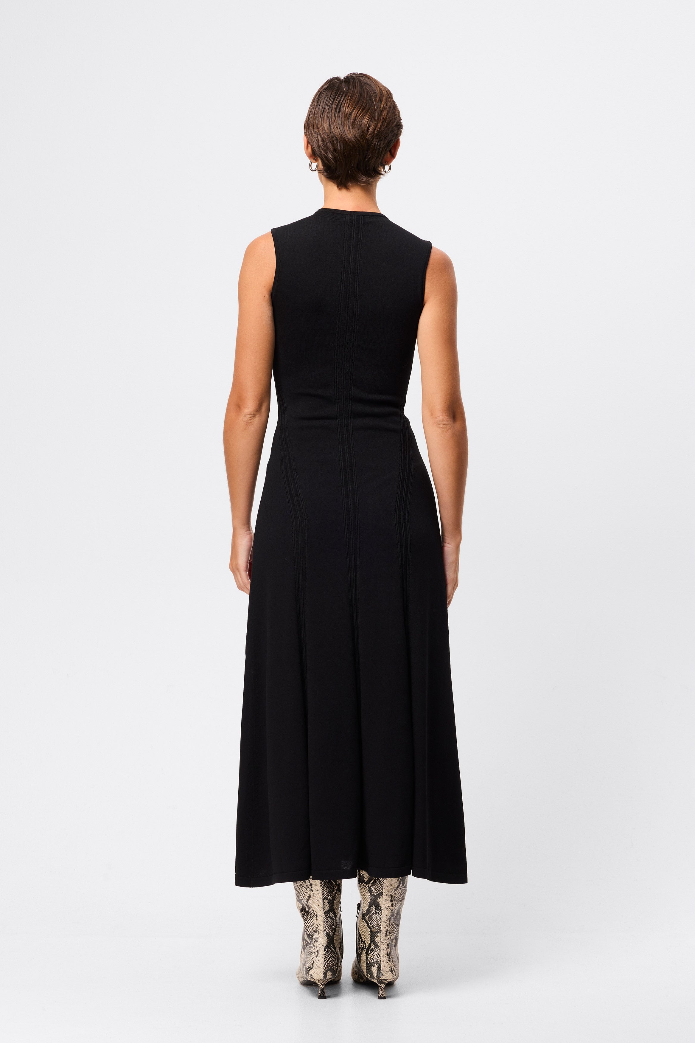 High rise midi dress, black