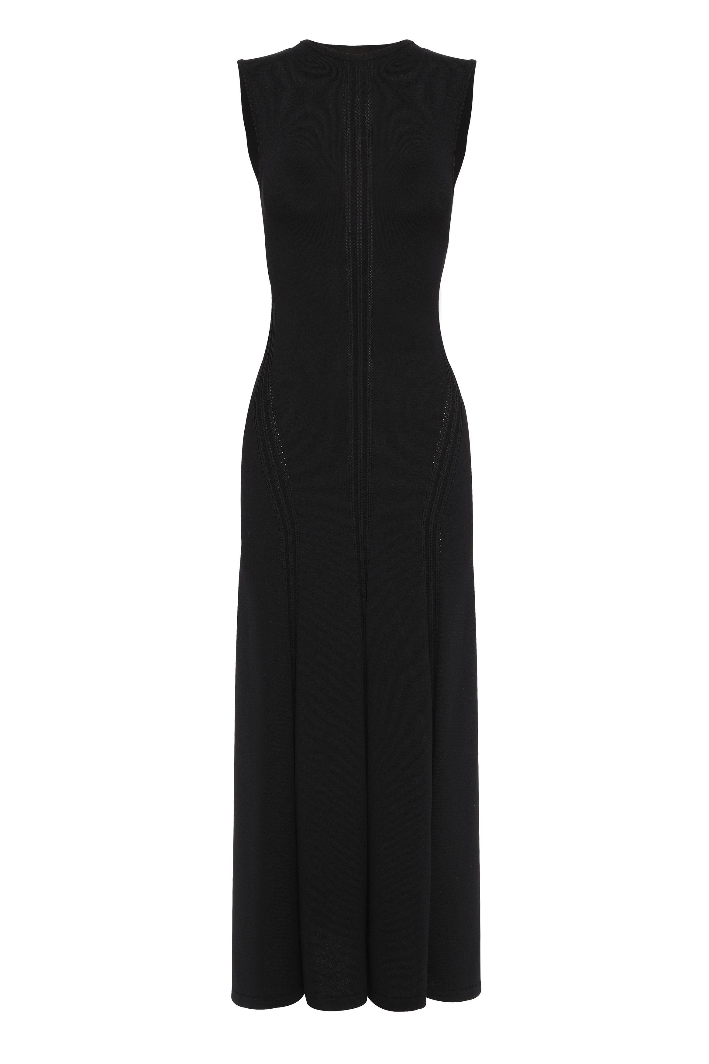 High rise midi dress, black