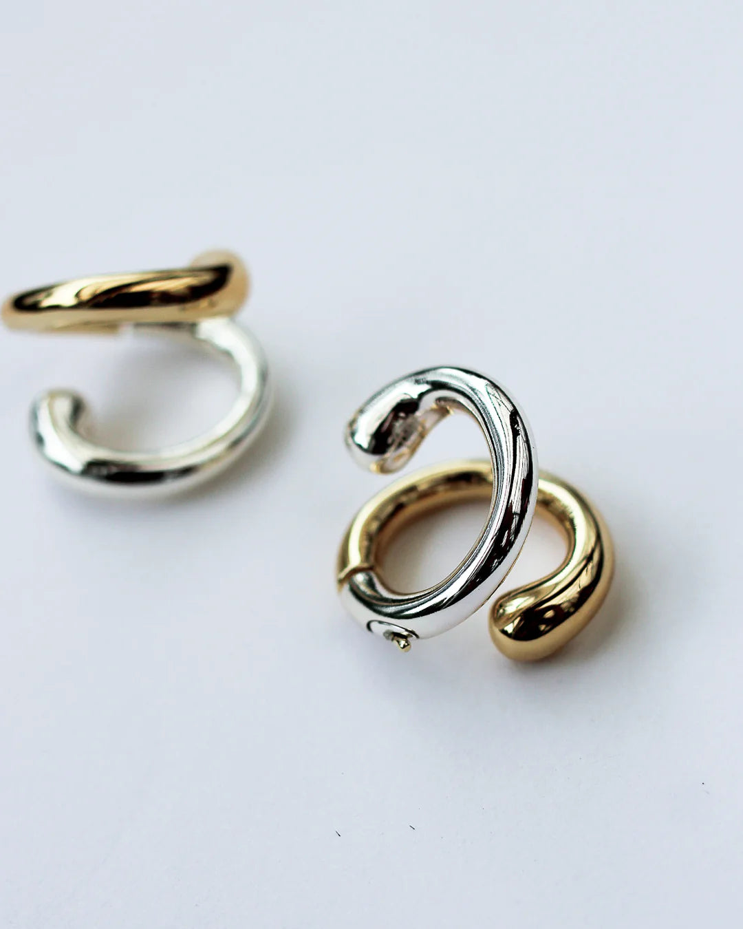 double trouble hoop earrings. gold + silver