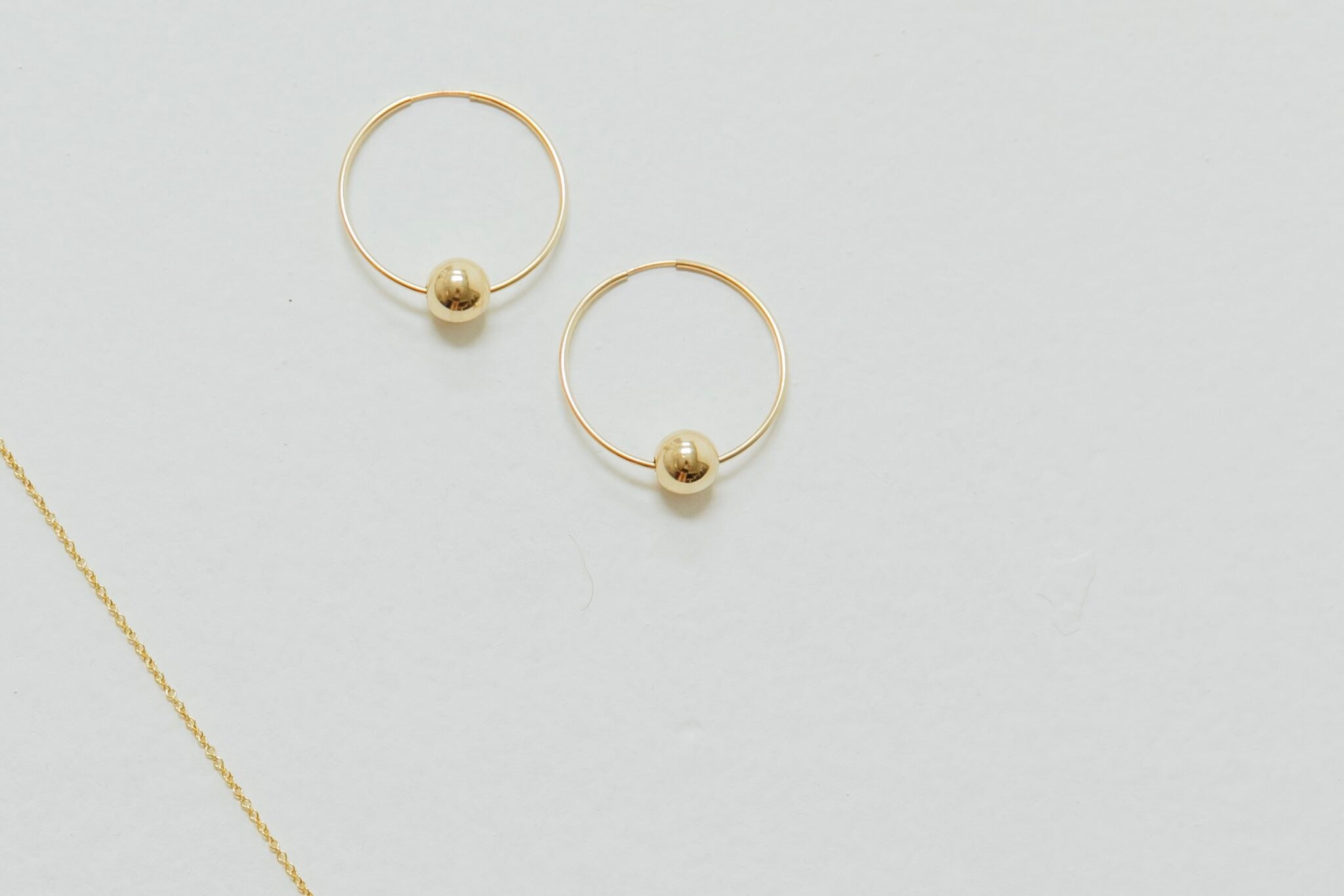 Thin bead hoops, gold