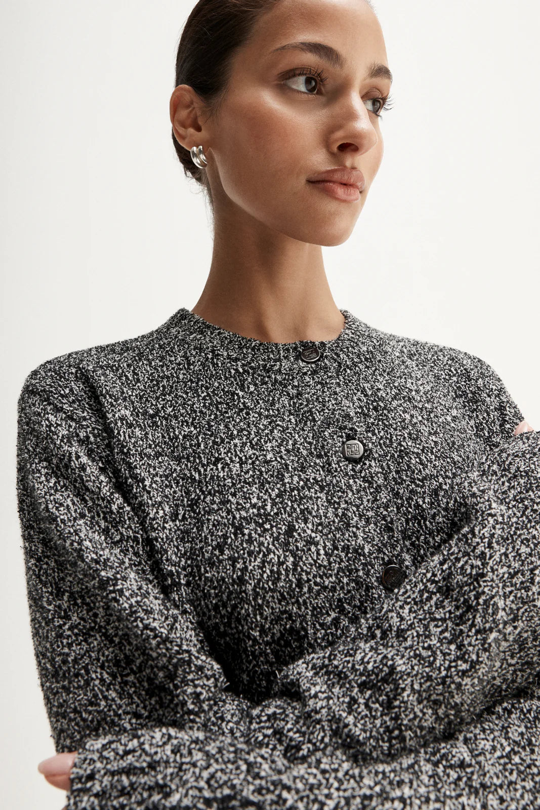 Marnie knit cardigan, black mix
