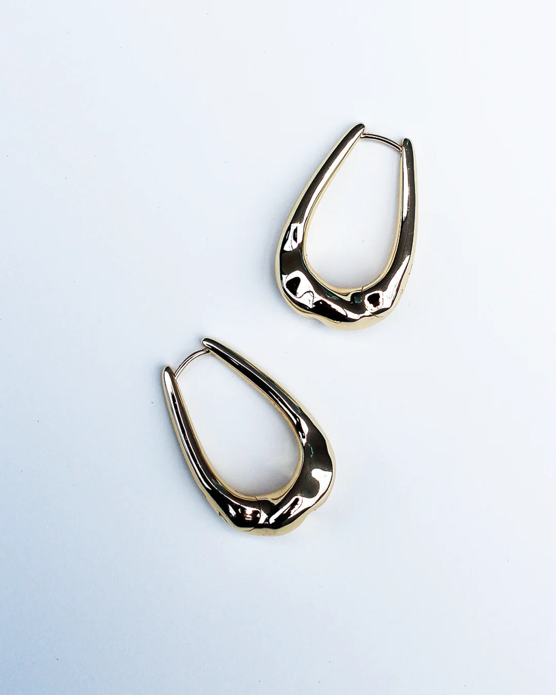 hammered long hoops, gold