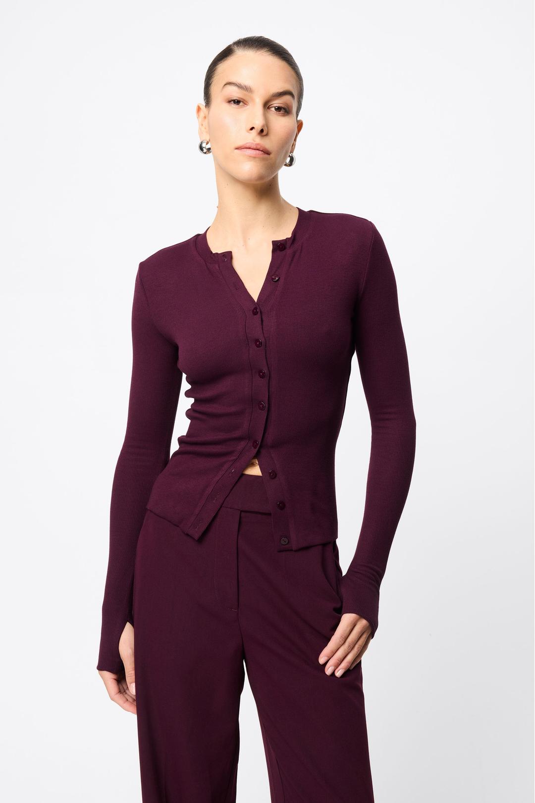 lyon cardigan, cherry lacquer