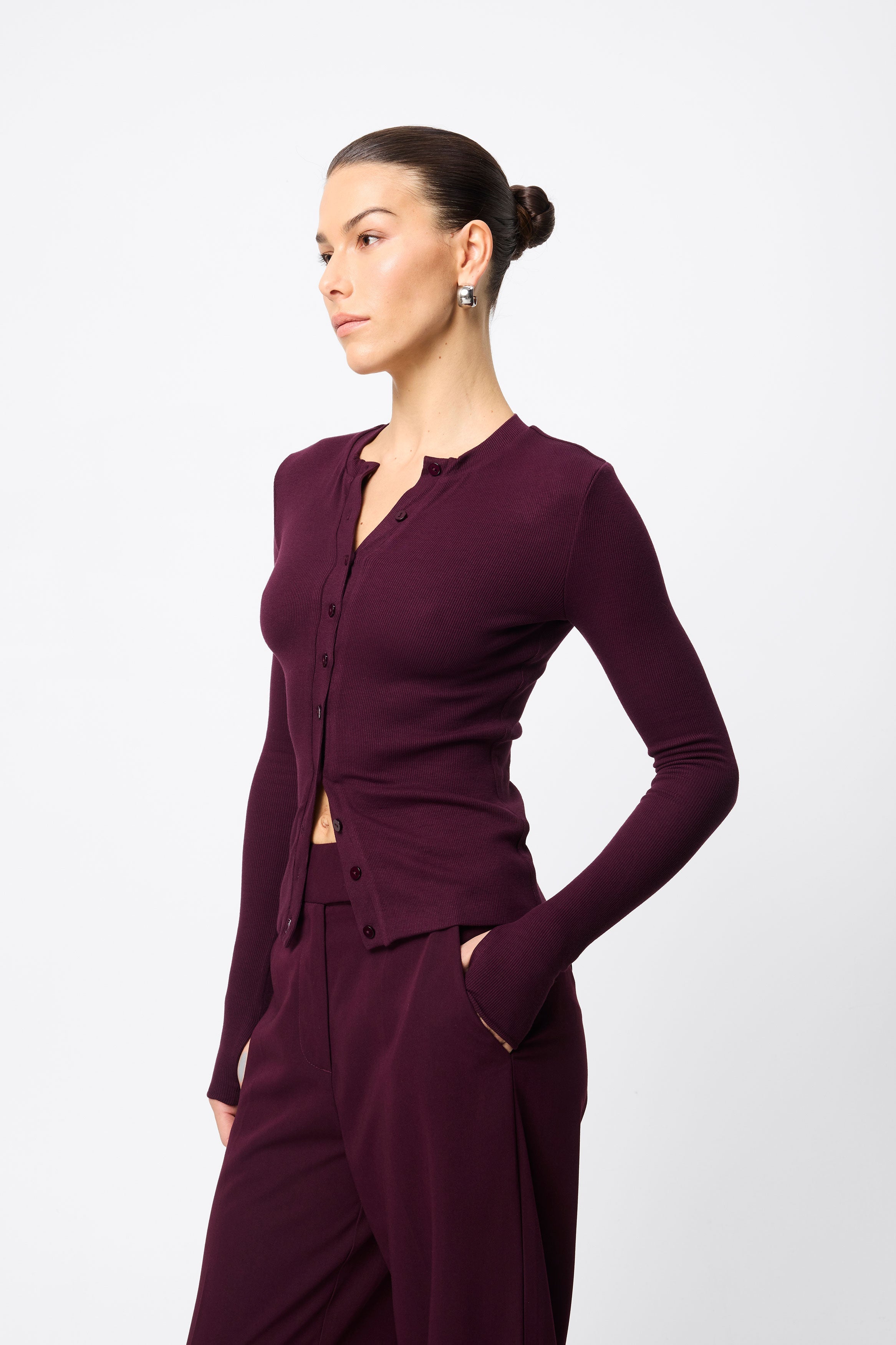 lyon cardigan, cherry lacquer