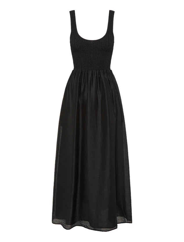 Elio linen maxi dress, black