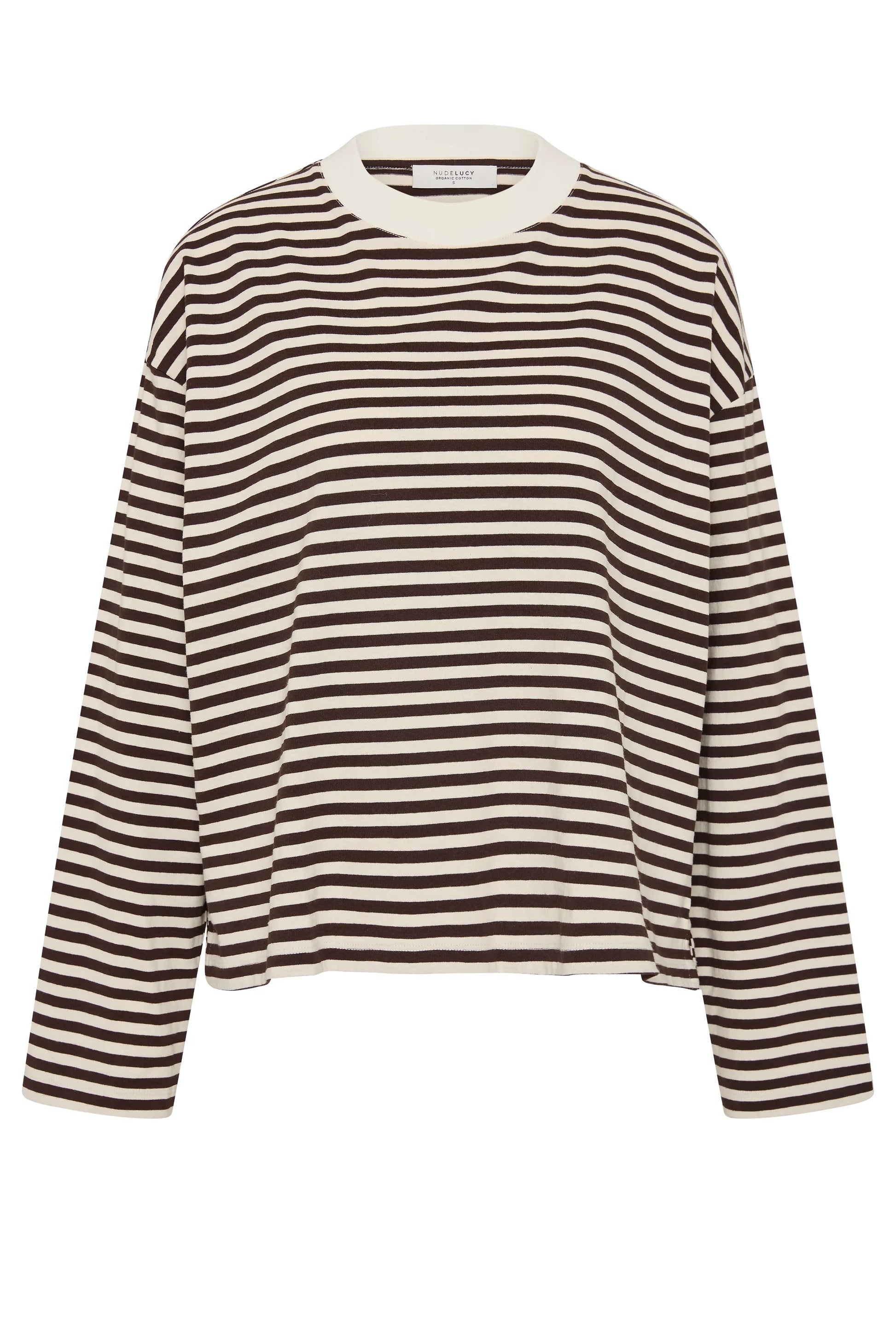 Organic stripe ls tee, espresso stripe