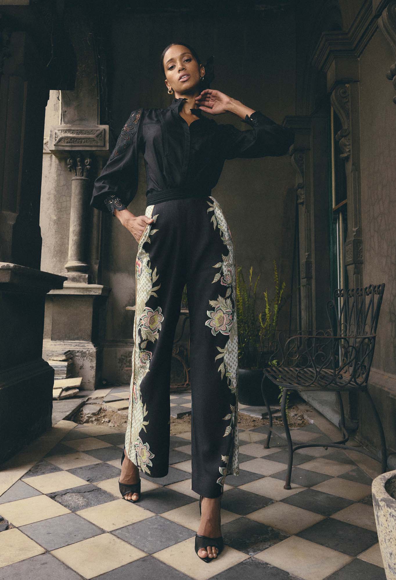merida linen viscose pant, mariposa nero