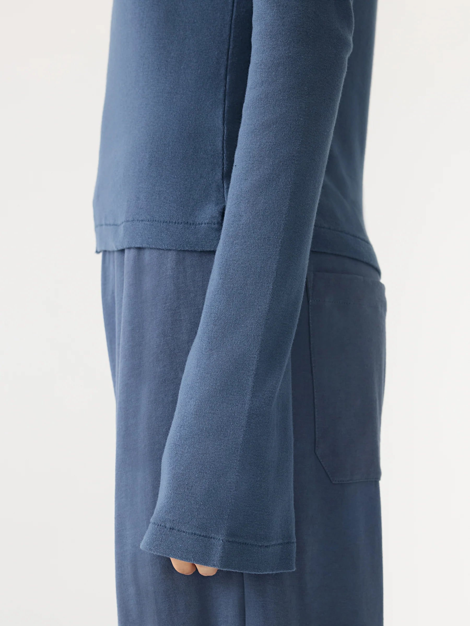 Front Seam Rib Long Sleeve T-Shirt, midnight