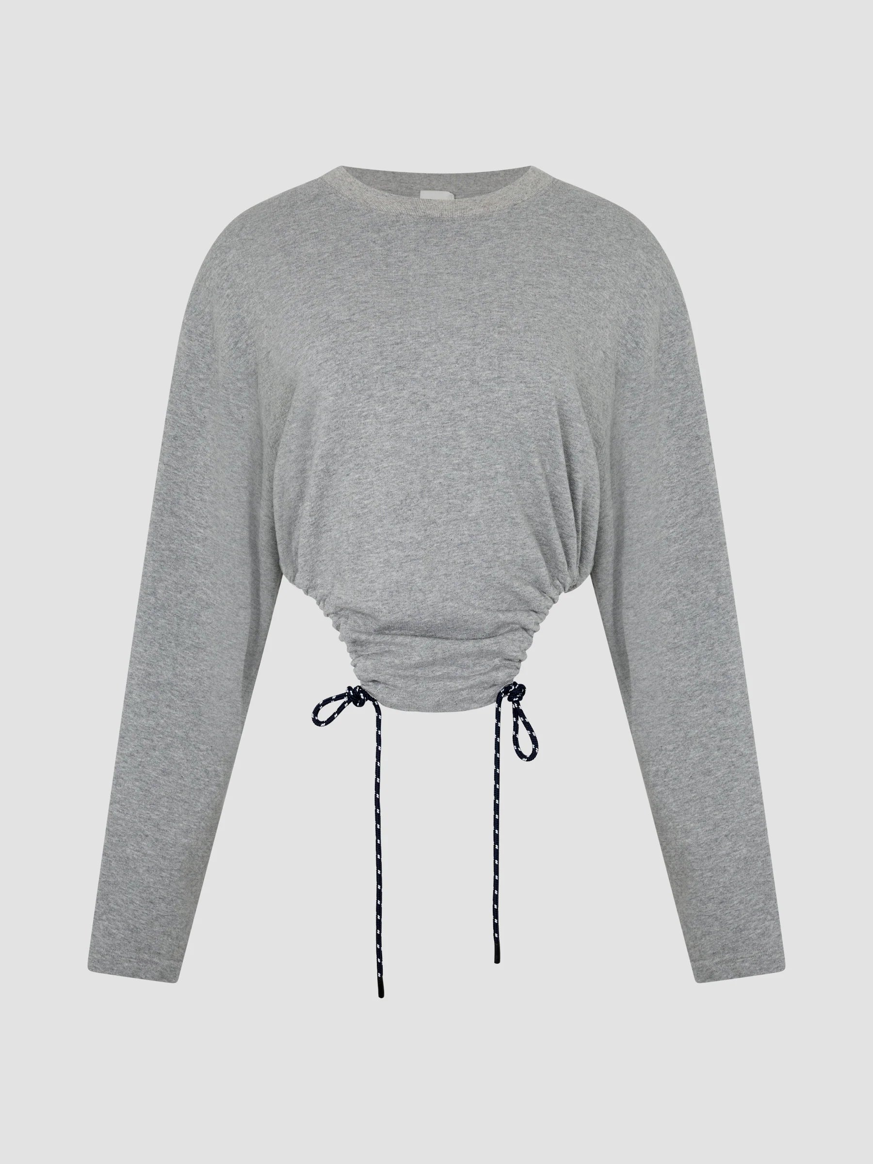 Scoop Hem Long Sleeve Sweat, grey marl