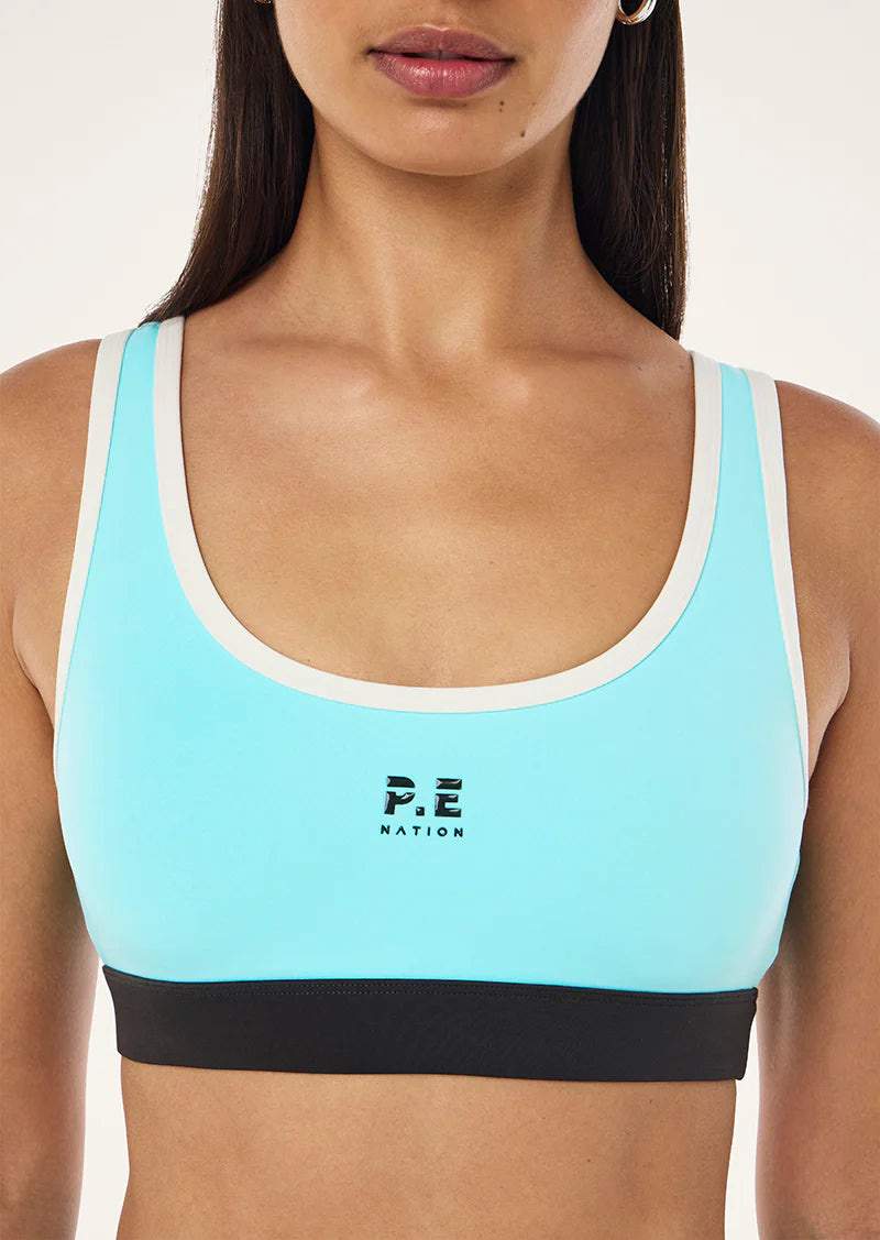 Pursuit sports bra, aqua