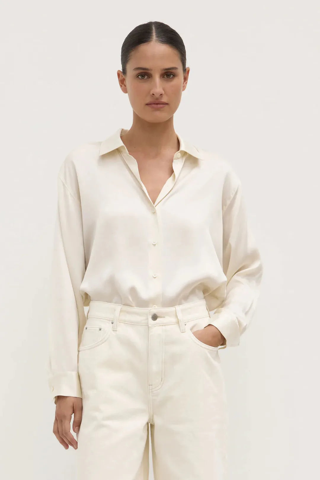 Pippa silk shirt, cream