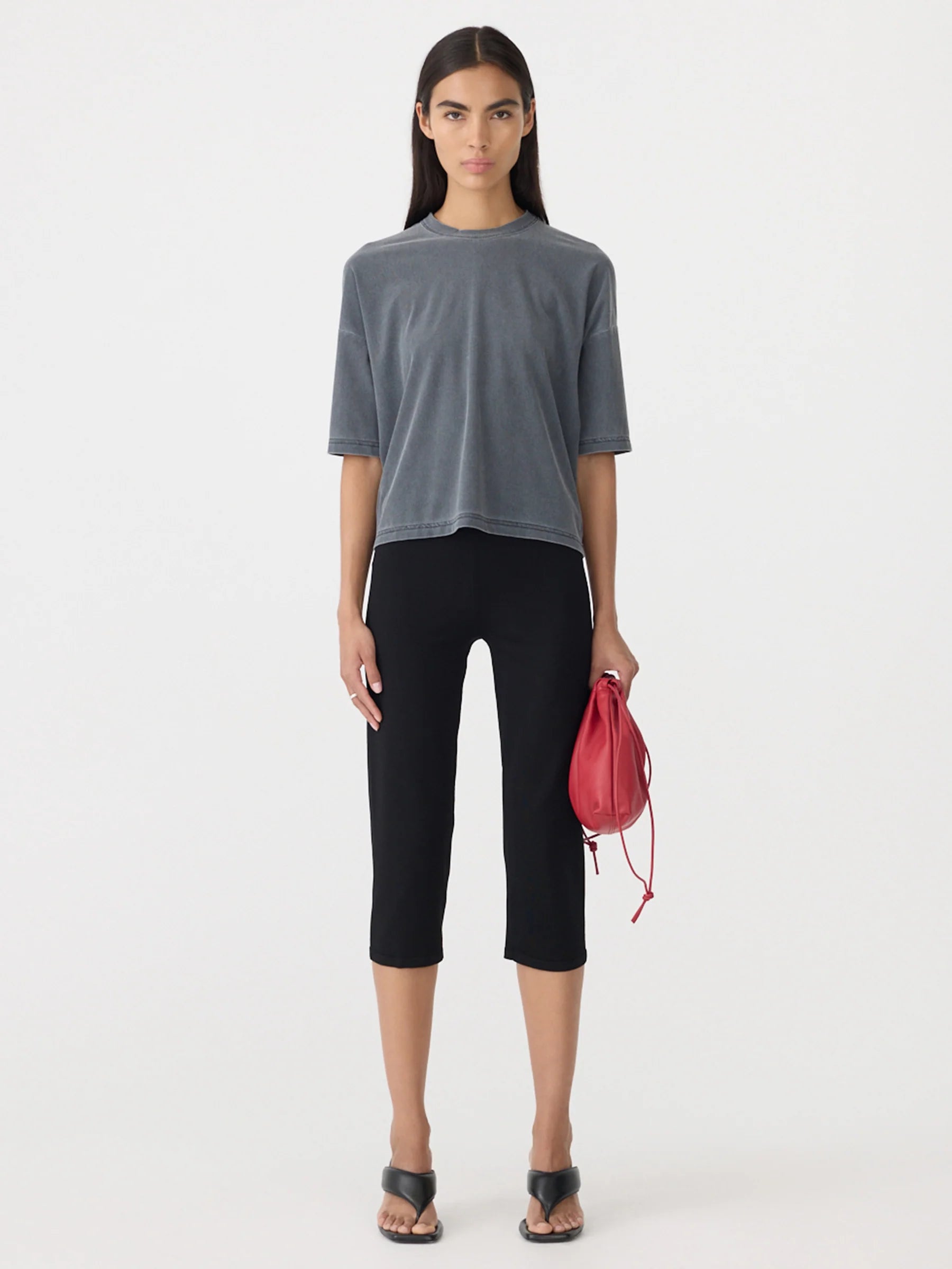 Mesh boxy seam detail tee, washed black