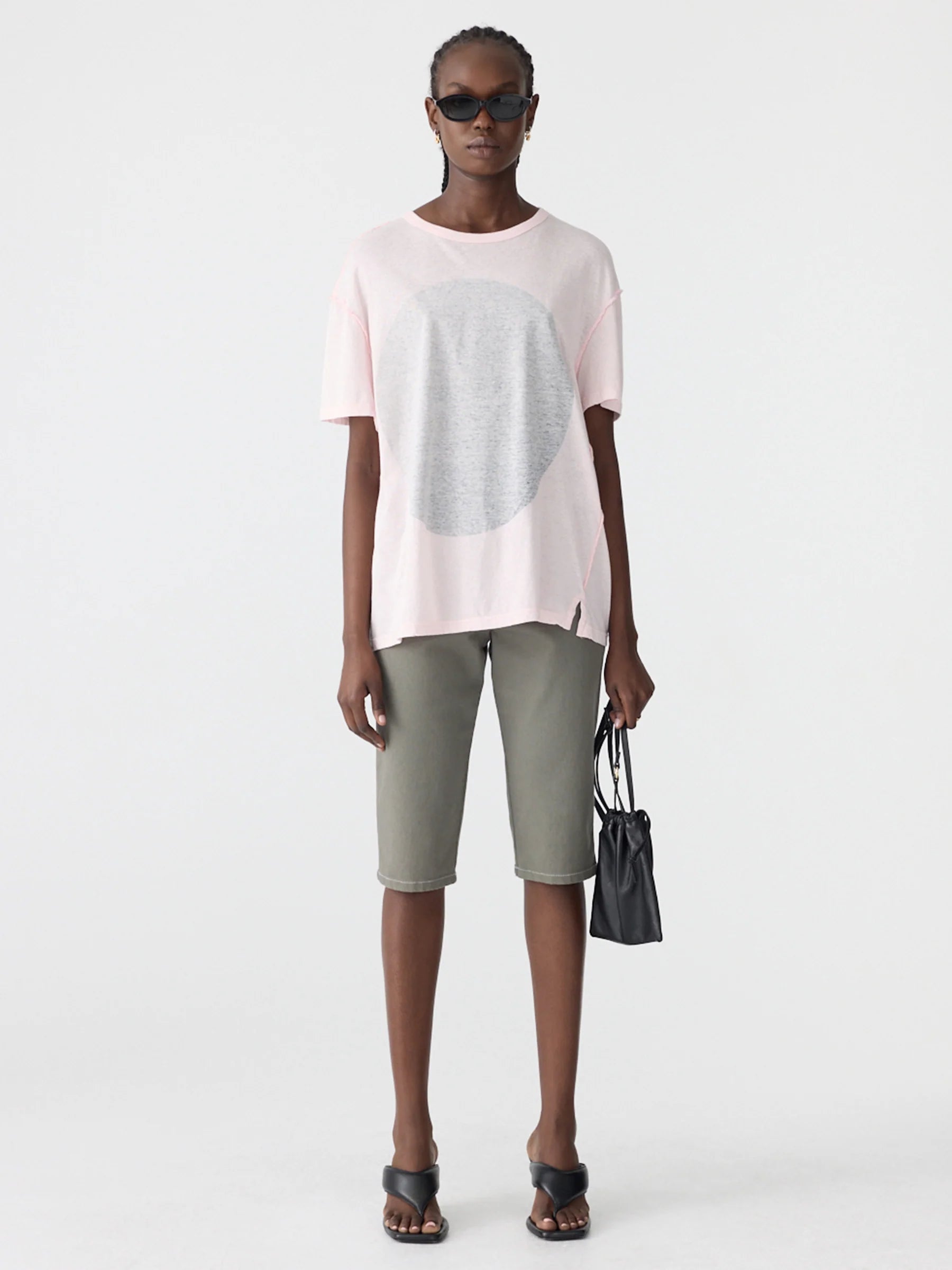 Rvrsd boyfriend dot t shirt, powder pink/blue steel