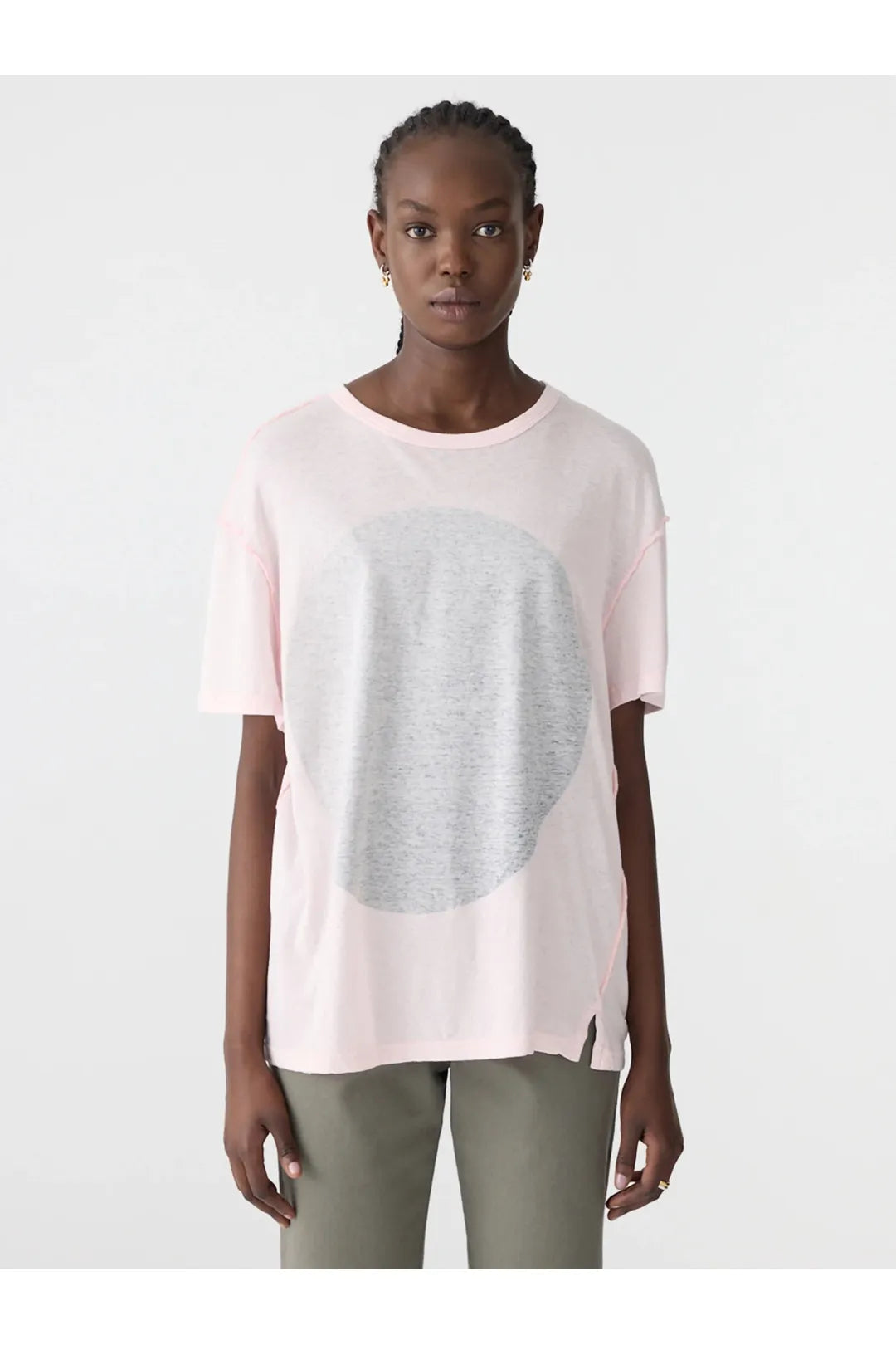 Rvrsd boyfriend dot t shirt, powder pink/blue steel