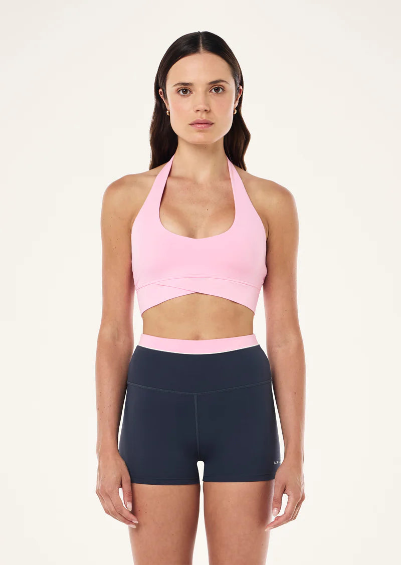 Reset halter sports bra, prism pink
