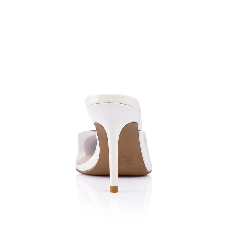 Raquel Mule, Vinylite & Ivory Patent Leather