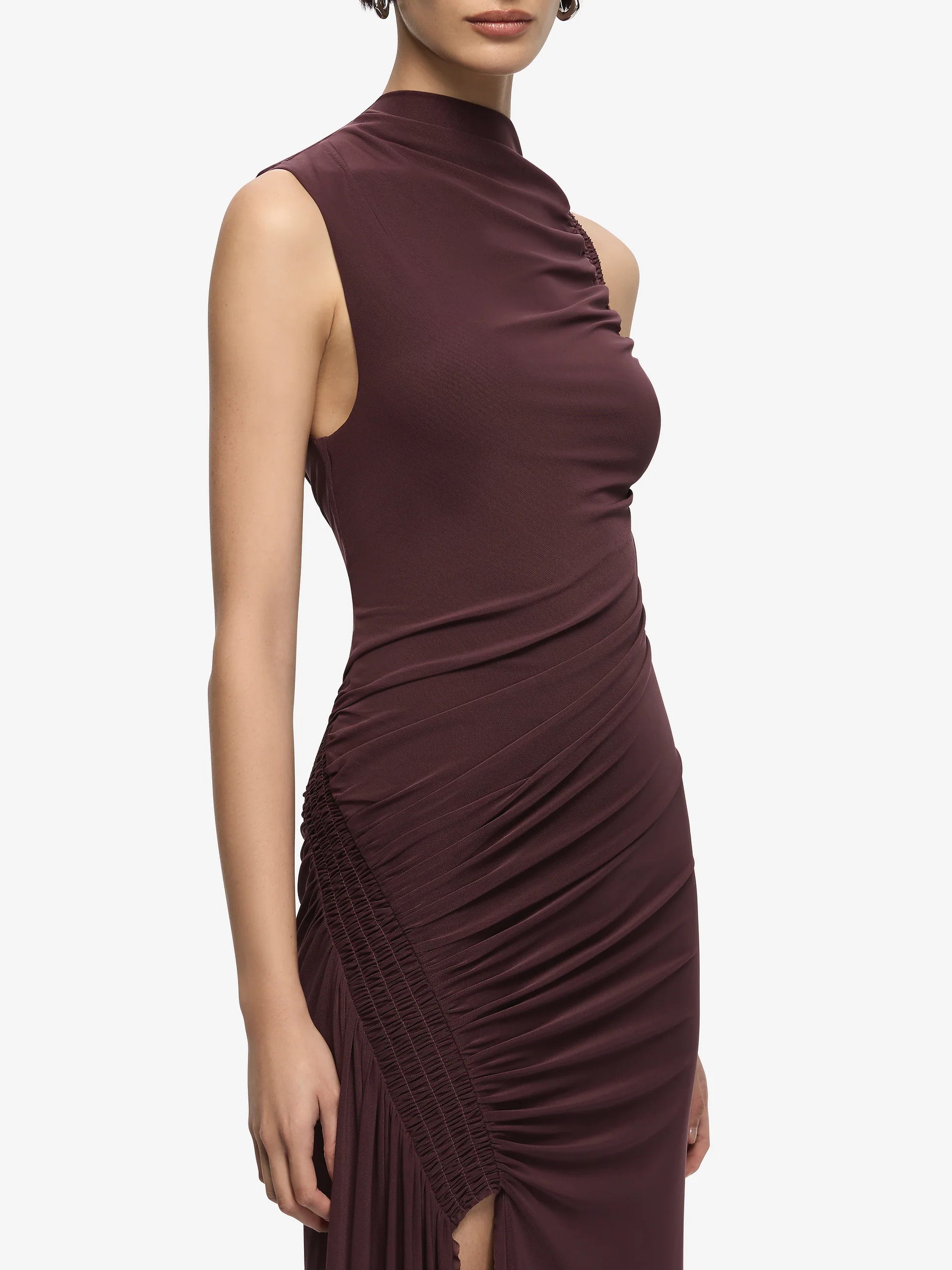 Marabou maxi dress, aubergine