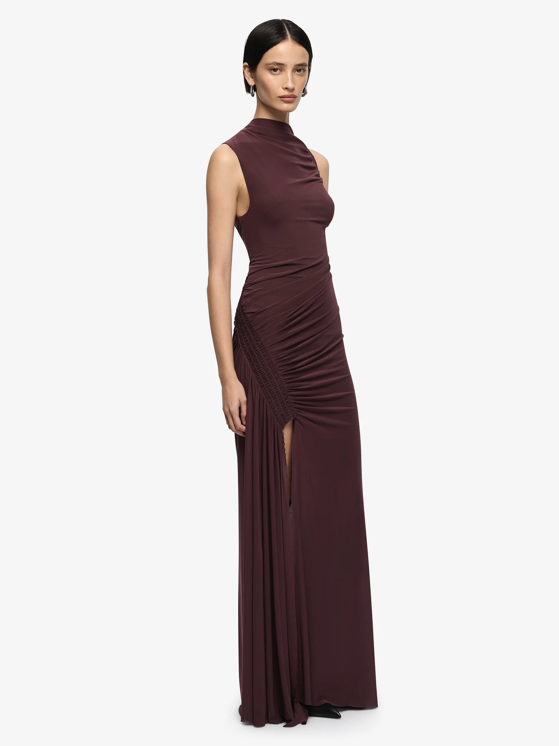 Marabou maxi dress, aubergine