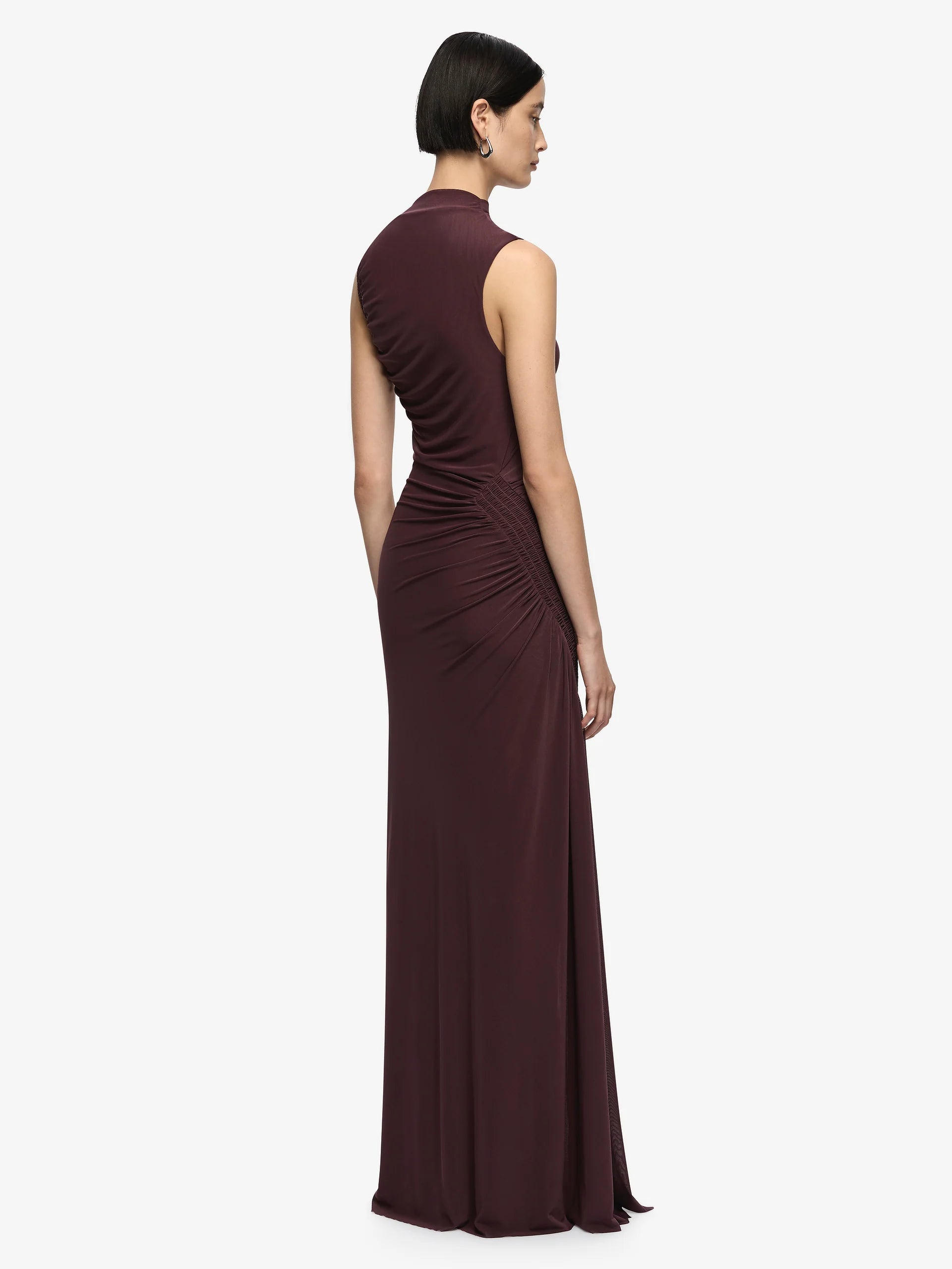 Marabou maxi dress, aubergine