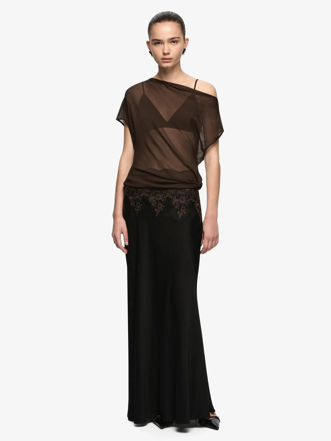 Orsina maxi skirt, black/bitter choc