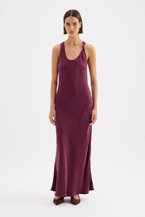 Amaya cupro dress, merlot
