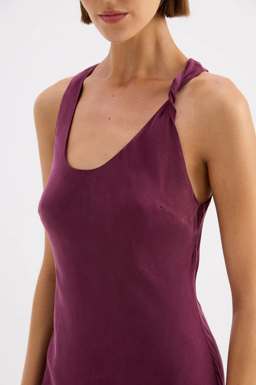 Amaya cupro dress, merlot