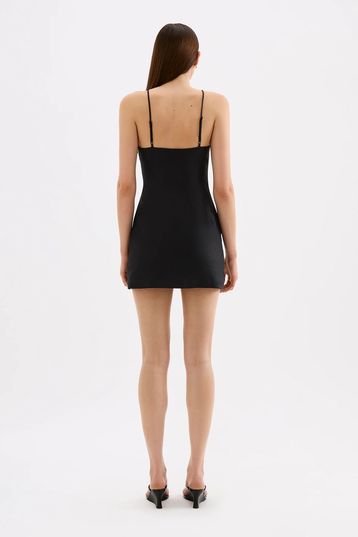 Talitha linen mini dress, black