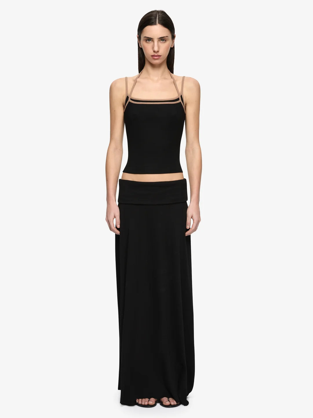Azuri layered top, black/fawn