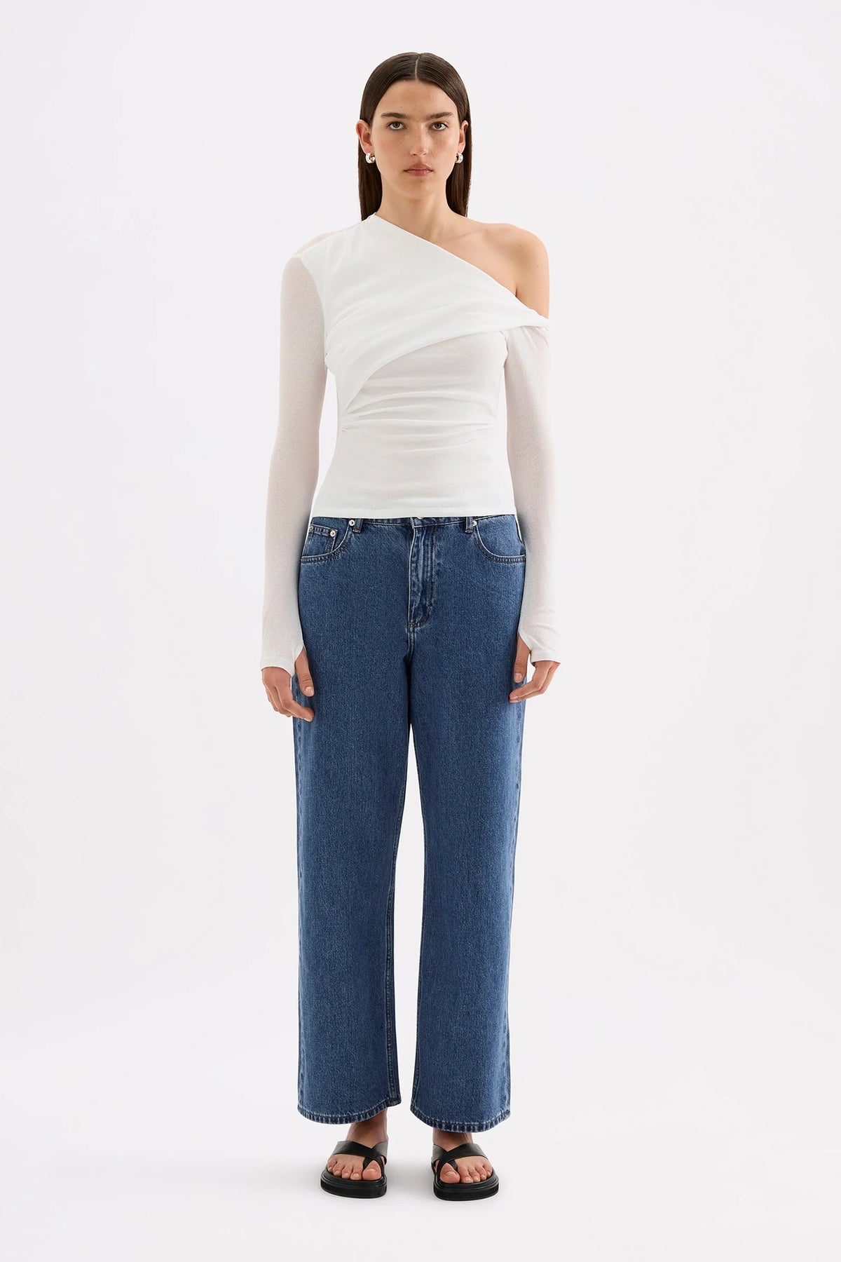 Piper mesh ls top, white