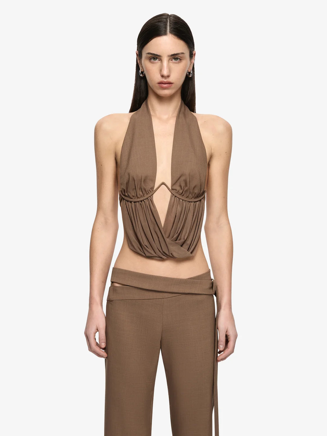 Mika drape top, taupe