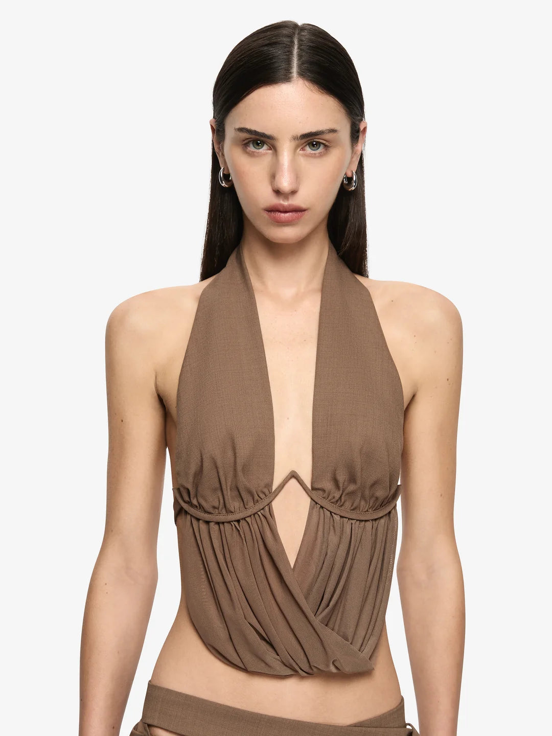 Mika drape top, taupe