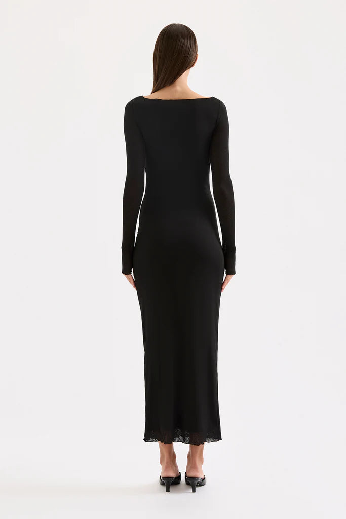 Juniper mesh maxi dress, black