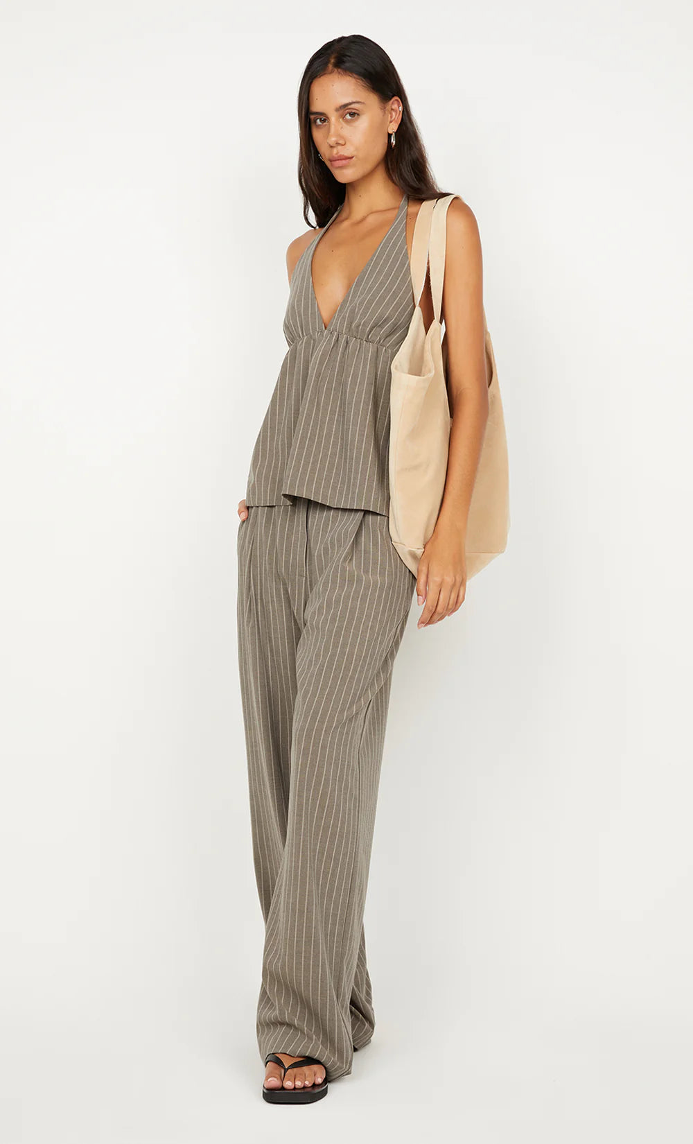 Jonni Halter top, charcoal stripe