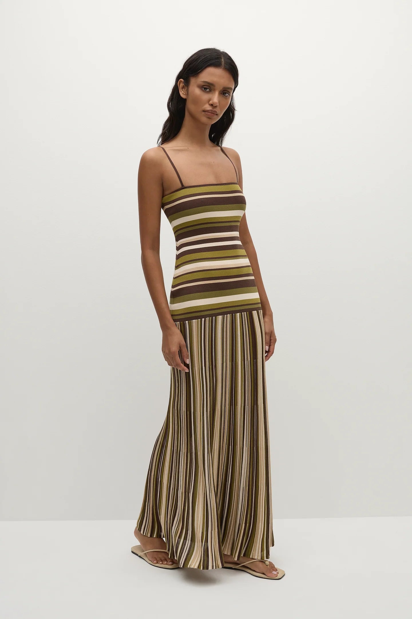 Essenia Knit Dress, Espresso Pine Stripe