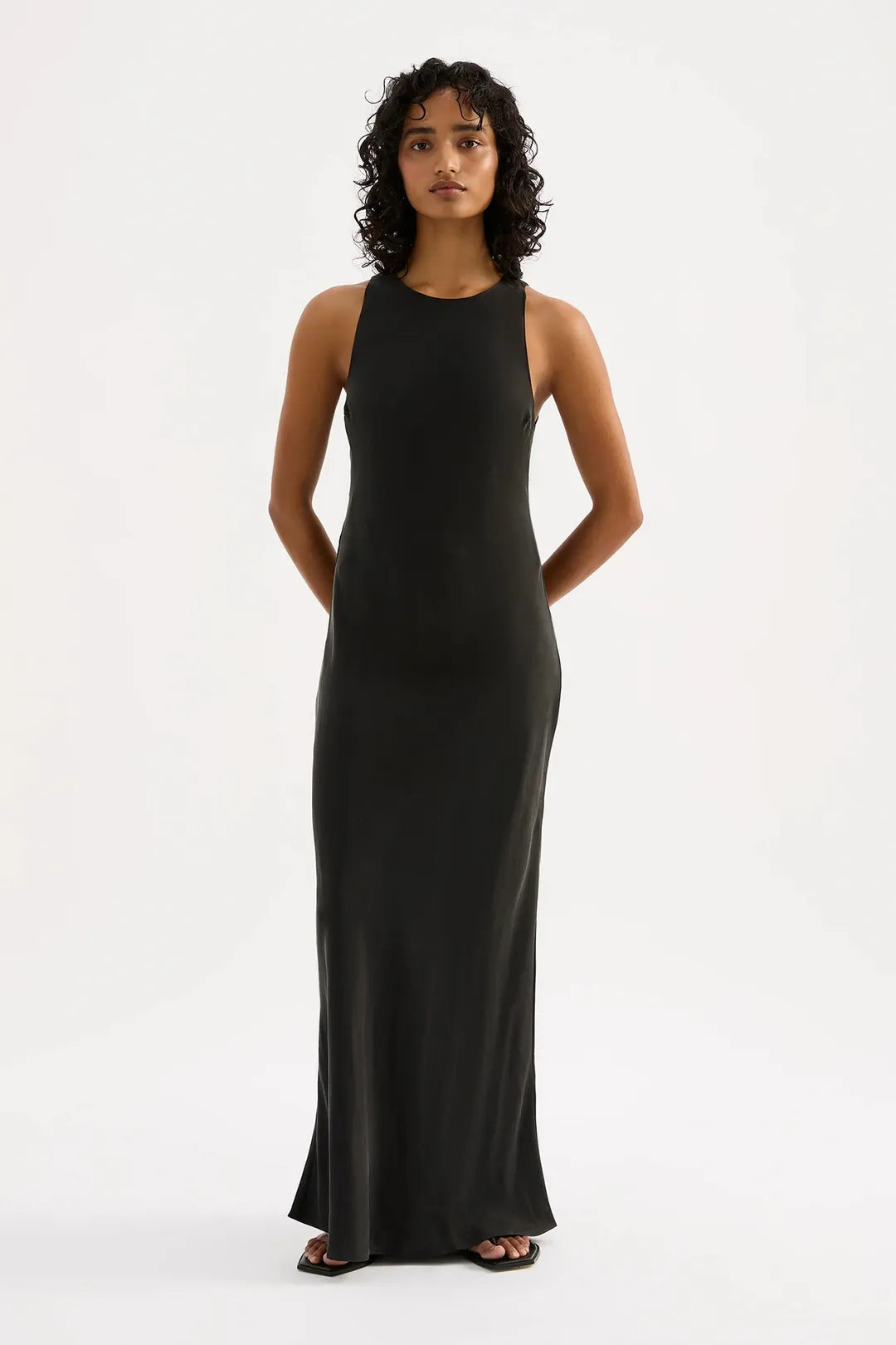 Hariot cupro maxi dress, black