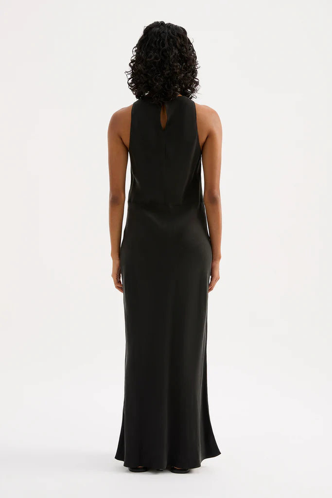 Hariot cupro maxi dress, black
